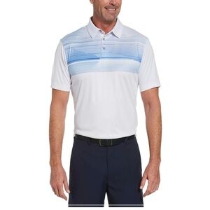 Pebble Beach White and Blue Performance Polo Shirt